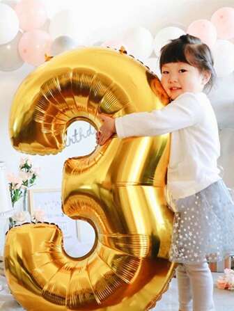 32英寸金色数字铝箔气球，生日数字气球，铝箔气球适用于生日派对、婚礼、店铺装饰、返校情人节