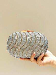 FOLO閃爍亮晶晶，閃亮迷人，優雅精緻女性閃石亮片手拿包晚宴手袋肩袋錢包，適合派對晚宴、小姐姐、女士，完美搭配派對、婚禮、舞會、晚宴/宴會，是女性最佳禮物 - 金色 - 查看 1