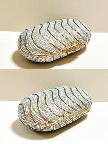 FOLO閃爍亮晶晶，閃亮迷人，優雅精緻女性閃石亮片手拿包晚宴手袋肩袋錢包，適合派對晚宴、小姐姐、女士，完美搭配派對、婚禮、舞會、晚宴/宴會，是女性最佳禮物 - 金色 - 查看 7