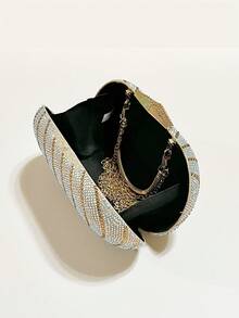 FOLO閃爍亮晶晶，閃亮迷人，優雅精緻女性閃石亮片手拿包晚宴手袋肩袋錢包，適合派對晚宴、小姐姐、女士，完美搭配派對、婚禮、舞會、晚宴/宴會，是女性最佳禮物 - 金色 - 查看 9