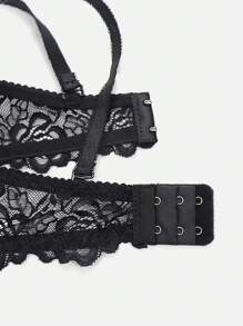 1 Stück Sexy Spitzen Einfassung Push-Up BH mit seitlicher Stütze und Draht zum Zusammenführen, verstellbare Träger, Lingerie