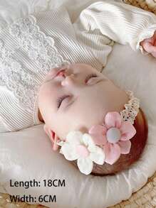 1pc Infant Fashionable Beige Dual Flower Headband For Baby Girls, With Newborn Care & Photography Purposes