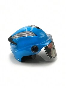 1 件蓝色 3C 认证 ABS 材质高硬度摩托车电动车头盔带透气头围罩，男女通用，四季可用 - 藍色 - 查看 2