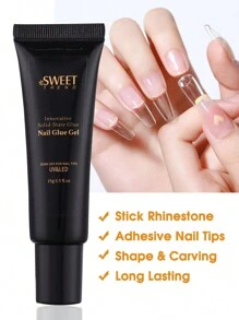 2 Piezas Gel De Pegamento Para Puntas De Uñas Transparentes, 15g/botella De Pegamento De Cristal Adhesivo Fuerte Uv Led, Herramientas De Manicura Para Presionar Uñas Falsas Y Tallar Con Función De Extensión - transparente - Ver 3