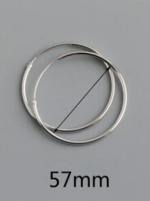 HuooNew 1pair Minimalist Fashionable 925 Sterling Silver Circle Huggie Earrings, Simple Silver Jewelry Gift For Women - Silver - View 9