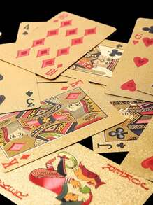 1 套扑克牌，酷炫的黑色铝箔扑克牌，防水扑克牌和灵活的扑克牌，带盒子，非常适合派对、游戏、花式玩牌、魔术牌发牌人、魔术牌、台球杆