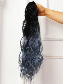 22 Inches Long Mixed Color Synthetic Fiber Claw Clip Ponytail Extension With Water Wave Design, Suitable For Daily Wear - Multicolor - View 6