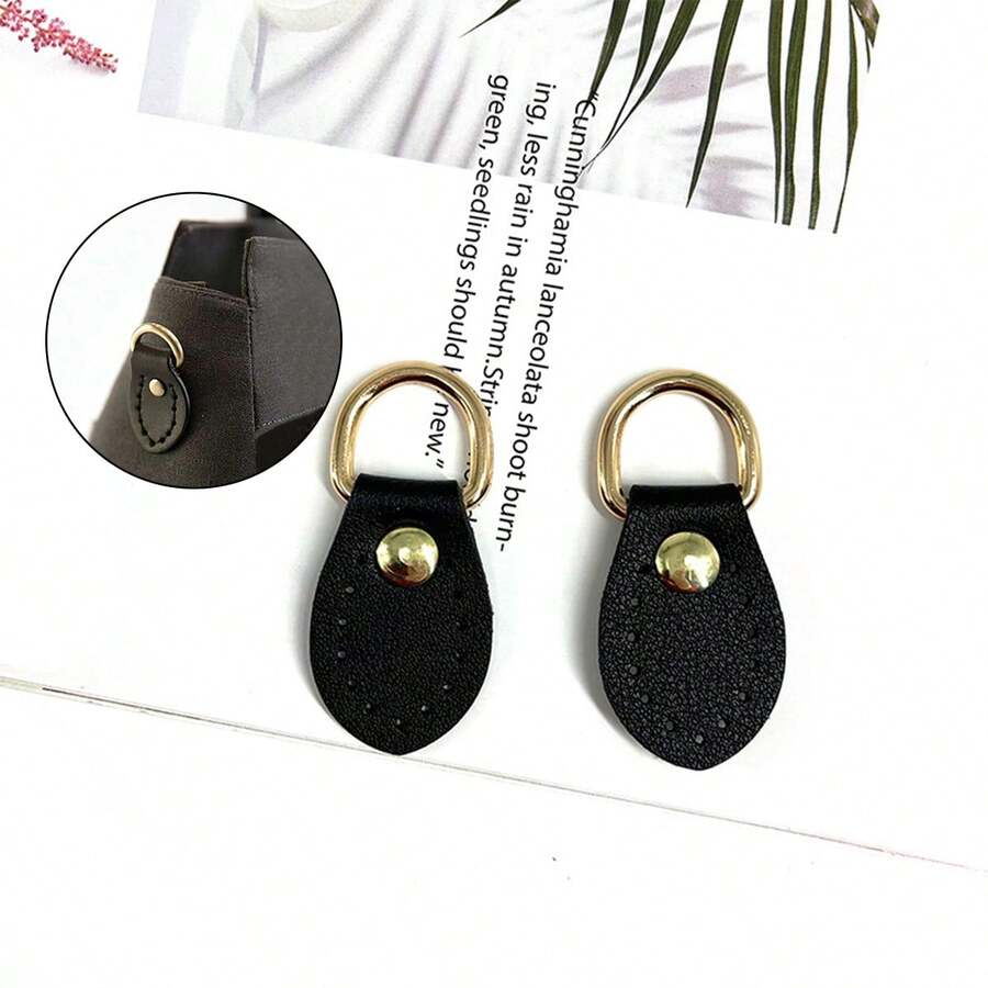 2入組時尚pu皮革手工扣子替換裝diy手提包配件肩袋背包阻塞鎖配件鏈扣 - 黑色 - 查看 1