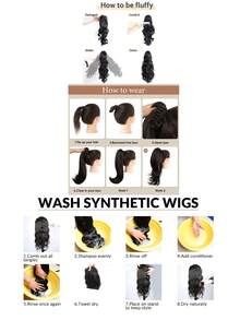 22 Inches Long Mixed Color Synthetic Fiber Claw Clip Ponytail Extension With Water Wave Design, Suitable For Daily Wear - Multicolor - View 9