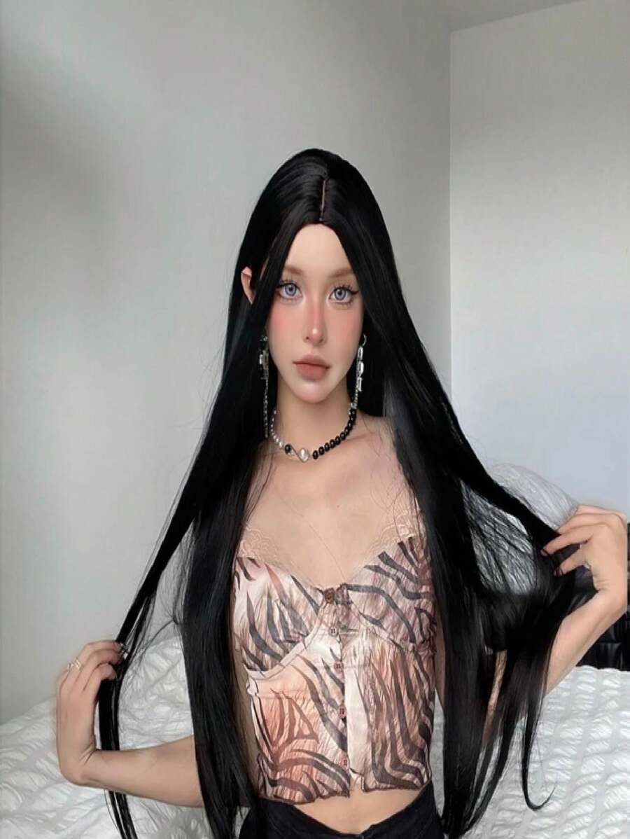 Synthetic Lace Wigs - Black - View 1