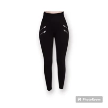 leggings tipo costillero con cierres - Negro - Ver 2