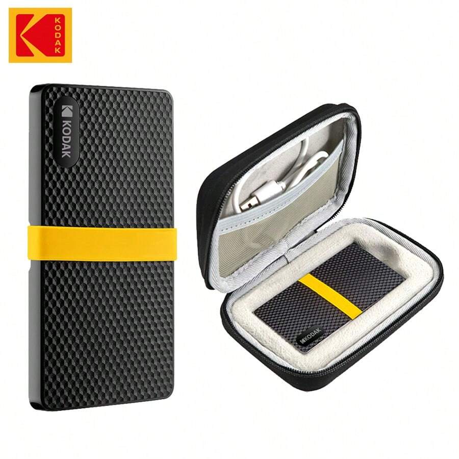 Kodak 便携式 SSD NVME PCIe 高速高达 2000MB/S X200 PRO 1TB 2TB 外置固态硬盘迷你移动硬盘兼容 PS4 笔记本电脑台式机 - 黑色 - 查看 1