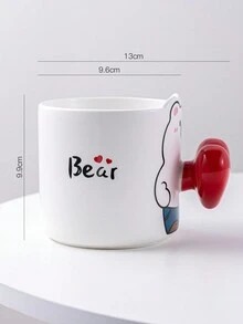 Taza De Café De Cerámica Con Patrón De Oso De Dibujos Animados Con Diseño Creativo De Mango De Corazón - Ojos Cuidados - Ver 4