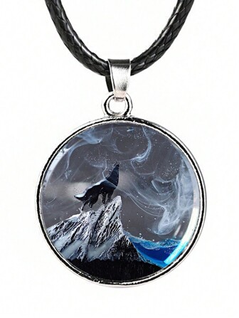 Collar pendiente redondo del modelo del lobo de los hombres, para el regalo y el partido de la joyería