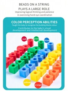 60 件/包多色儿童串珠玩具，学龄前早期学习教育精细运动技能训练积木，适合 3-12 岁儿童学校、学生、文具、学校用品学校用品 - 彩色 - 查看 7