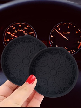 2 Piezas Posavasos De Silicona Antideslizantes Con Patrón 3d Redondo Para Automóviles Con Características Resistentes Al Agua Y Al Polvo - Adecuados Para Autos Toyota