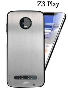 Funda Para Movil Para Moto Z3 Play Mas Mica Hidrogel Uso Rudo Aluminio Bumper Case - Plateado - Ver 1