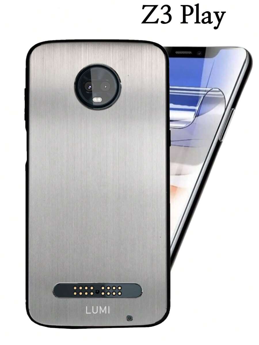 Funda Para Movil Para Moto Z3 Play Mas Mica Hidrogel Uso Rudo Aluminio Bumper Case - Plateado - Ver 1