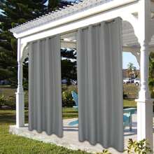 Rideaux D'extérieur Imperméables Pour Patio, Rideaux D'extérieur De Qualité Supérieure Épaisseur De Protection De Vie Privée Pour Porches, Pergolas, Cabanes, Gris