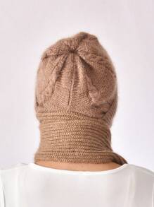 1 件新款黑色冬季女式保暖針織無簷小便帽帶護耳和毛皮絨球