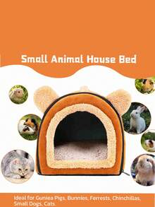 1入小寵物屋,棕色聚酯纖維材質水晶絨四季通用可拆洗冬暖適用於5kg以下的寵物 - 棕色 - 查看 5