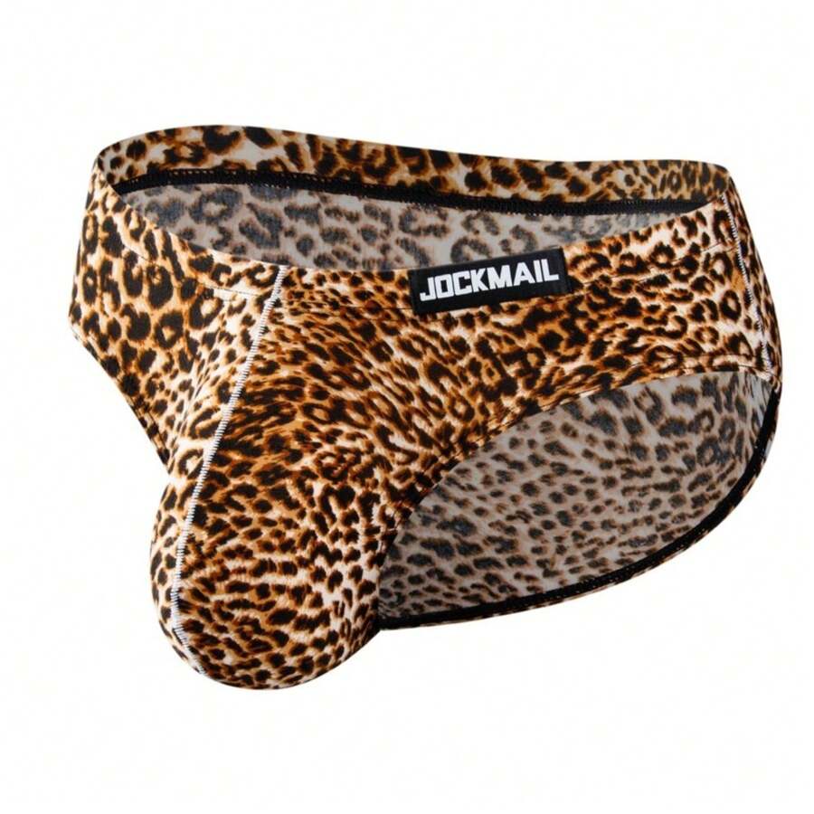 Quần lót nam JOCKMAIL họa tiết da báo, thoáng khí, mềm mại, thoải mái, cạp thấp, 1 chiếc, nhanh khô, thấm hút mồ hôi. - Màu Mù tạt vàng - Xem 1