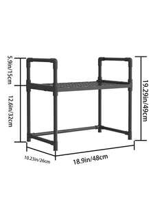 1pc Simple Multifunctional Microwave Oven Stand, Kitchen Oven Shelf, Double-layer Kitchen Seasoning Rack - Black - View 5