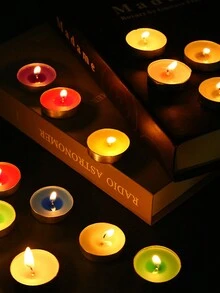 10pcs/pack Round Aluminum Shell Romantic Proposal & Confession Multicolored Candle In 7 Colors - Multicolor - View 4