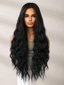 30"合成髮黑色長捲髮假髮假髮,假髮適合假日聚會的女裝髮型。 - 黑色 - 查看 5