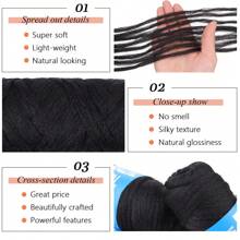4Pcs Natural Black Brazilian Wool Hair locs for Braids Acrylic Hand Knitting Yarn for soft Hair Braiding Hair Extension Crochet Braid Senegalese Twisting Jumbo Braids Faux Locs butterfly locks