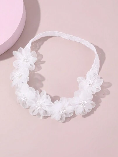 1 Pieza Diadema De Flores Blancas Para Niña Para Decoración Diaria
