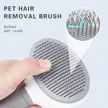 1pc Pet Hair Remover Comb, Automatic Shedding Grooming Tool For Cats And Dogs - Pink - View 6