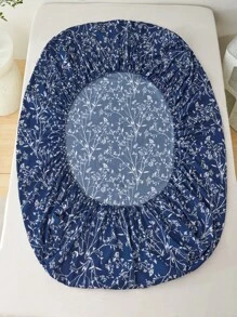 2-3入組花卉印花床上用品套件，其中包含一張床單和兩個枕套 (床單深度: 30公分) - 藍底枝椏 - 查看 8