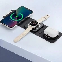 15瓦可折疊3合1無線充電器,適用於iphone/apple Watch/airpods - 黑色 - 查看 1