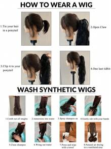 Black Brown Highlighted Pink Claw Clip In Wavy Ponytail Extensions  Synthetic 22 Inch Long Wavy Ponytail With Braid Extensions For Women - Multicolor - View 8