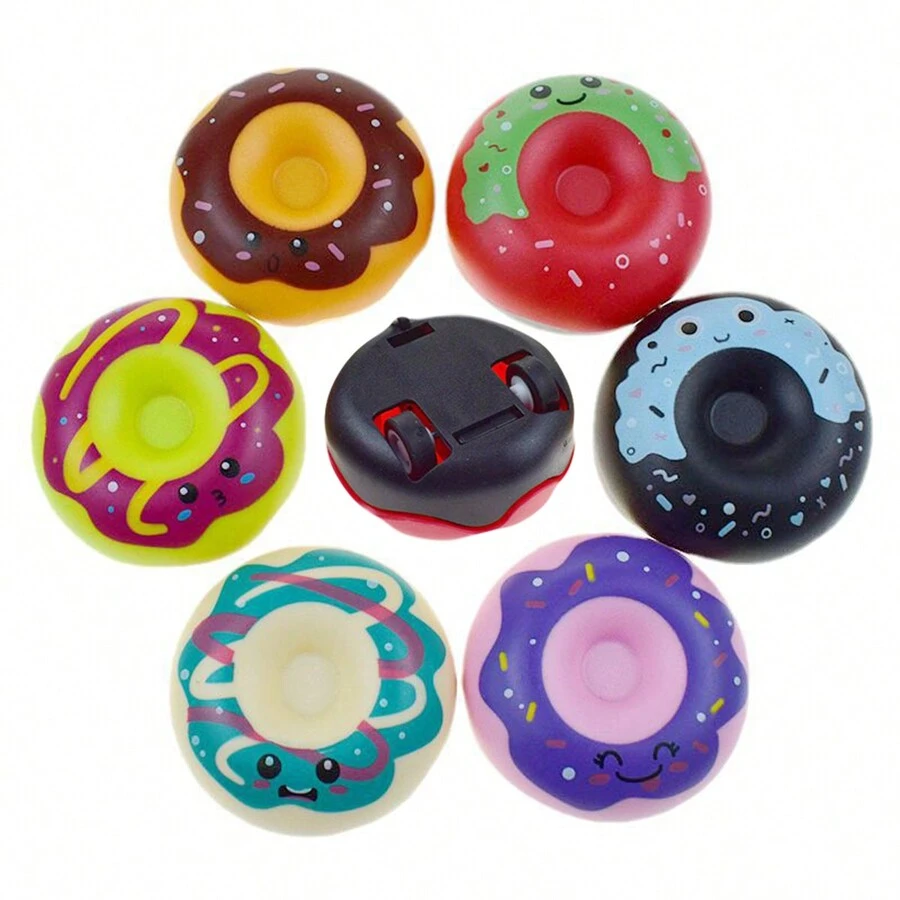 6pcs Random Color  Mini Pull Back Doughnut Model Car Toys Birthday Party Thanksgiving Christmas Gift - Multicolor - View 1