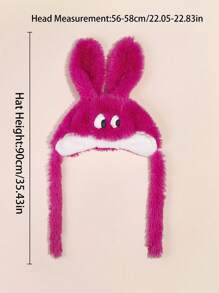 1 件裝可愛卡通搞笑大眼狗毛絨帽子女式秋冬保暖厚長耳罩無簷小便帽