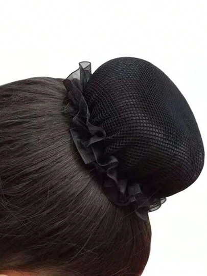 1pc Girls Back To School Black, Pink, Purple Ballet Bun Cover Hairnet, Suitable For Dance Class Or Stage Performance