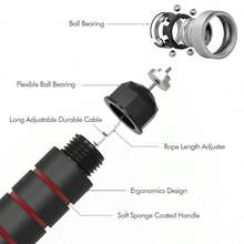 1pc Fitness Training Jump Rope, Bearing Steel Wire Weighted Jump Rope - Red - View 3