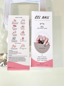 1 Hộp Miếng dán gel nghệ thuật làm móng Uv lâu dài, Thiết kế bông tuyết Giáng sinh & Nơ vàng Bán khô 20 móng tay Dễ đeo Dễ tháo - Nhiều màu - Xem 5