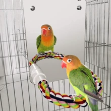 1pc Acrylic Mirror With Parrot Perch, Educational Bird Toy With Colorful Parrot Perch, Bird Cage Accessory, Suitable For Cockatiel, Parakeet