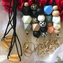 女用矽膠串珠掛繩項鍊,附徽章夾、學生證、護士、教師工作證掛繩