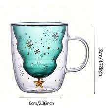 1个可爱圣诞马克杯，咖啡杯、茶杯、牛奶杯，双层隔热玻璃杯，浓缩咖啡杯，送给女士、男士的最佳圣诞礼物，适合办公和个人使用，10盎司，无盖