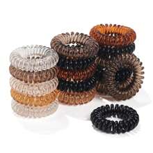 17入組多色捲髮繫帶，女孩無痕捲髮繞繩-無痕鬆緊髮帶和螺旋鬆緊髮帶，適用於馬尾和髮髻 - 彩色 - 查看 1