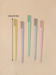 5双/10双简约彩色防滑耐磨筷子，适合日常家居使用、厨房、圣诞礼物 - 彩色 - 查看 9