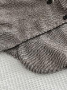 2pcs/Set Young Girl Casual Minimalist Woolen Turn-Down Collar Jacket And Pleated Skirt Set, Autumn/Winter - Grey - View 4