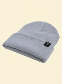 JZML 1 chiếc mũ len trang trí nhãn chữ thường ngày mùa thu - Màu Xám nhạt - Xem 3