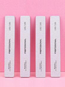 3 piezas Limas de uñas rectangulares profesionales, bloque de pulido de uñas de doble cara, herramienta de manicura duradera, grano 100/180 - Gris Claro - Ver 3