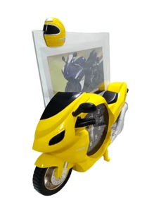 RELOJ DESPERTADOR CON DISEÑO DE MOTO DEPORTIVA INCLUYE PORTARETRATOS - Amarillo - Ver 3