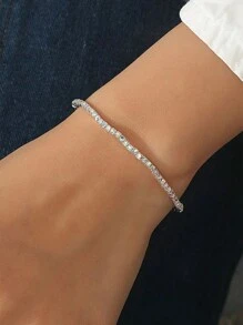 1 件 2 毫米微水晶水钻弹性手链/手镯，适合女士，闪亮时尚配饰，适合派对和日常佩戴，多种颜色可选